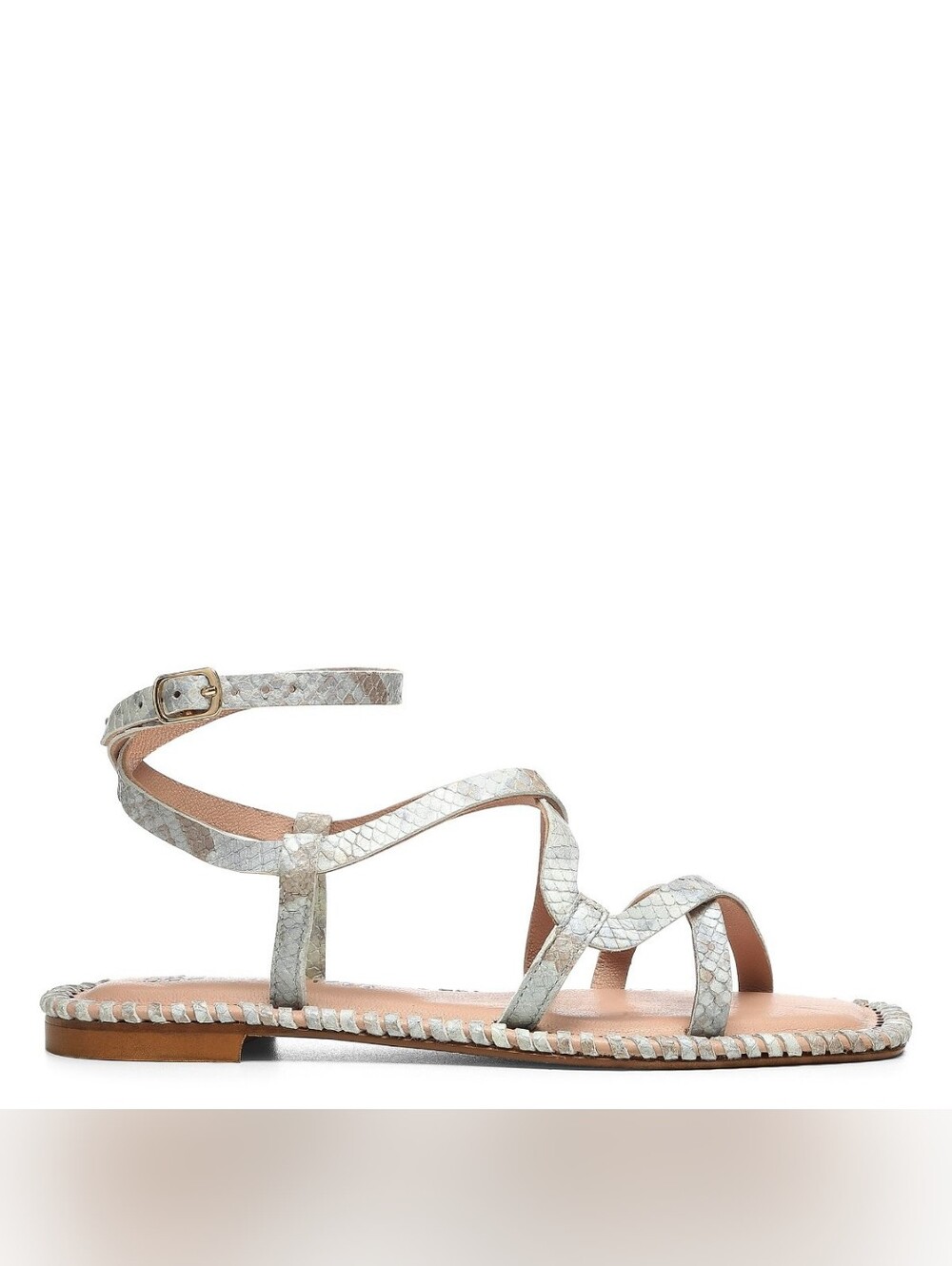 Donald Pliner Emilia Snake Print Leather Flat Sandals Women's Size 7